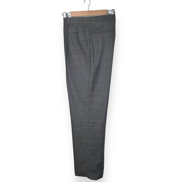 FACONNABLE Vintage Pleated Dress Pants Slacks Straight Leg Plaid Cuffed Gray 35 - Picture 4 of 10